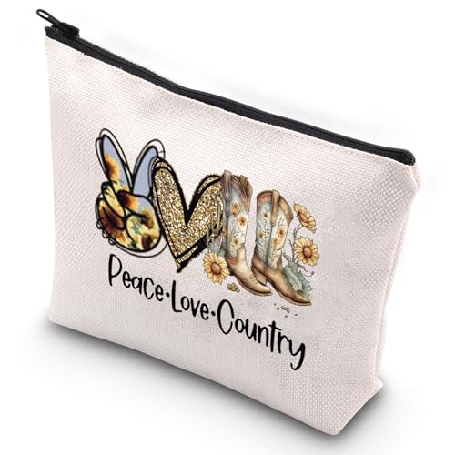 G2TUP Country Music Cowgirl Geschenk Peace Love Country Kosmetiktasche Country Girl Bag Country Western Best Friend Geschenk, Country Make-up-Tasche, 无 von G2TUP