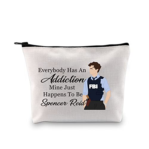 G2TUP Criminal TV Show Inspired Gift Spencer Reid Make-up Bag Spencer Reid Fan Kosmetiktasche Criminal Fan Geschenk Reid Merchandise Feind Frauen Mädchen, Spencer Reid Tasche, Weiß von G2TUP