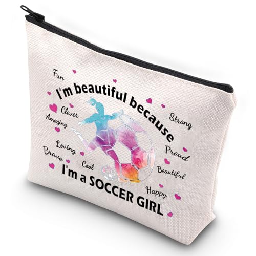 G2TUP Fußball-Mädchen-Make-up-Tasche, Fußball-Trainer, Geschenke, Fußball, Reißverschluss-Tasche für Fußballliebhaber, Spieler, Fußball-Make-up-Tasche, 无 von G2TUP