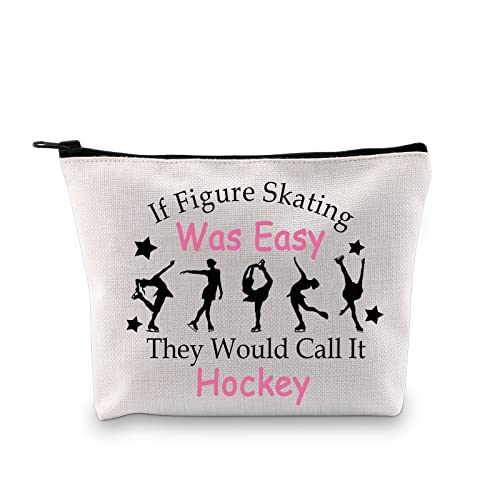 G2TUP Ice Skating Gift If Figure Skating Was Easy They Would Call It Hockey-Make-up-Tasche, Skate-Liebhaber, Kosmetiktasche, Eislaufer, Geschenk, „If Figure Skating Was Easy“, weiße Tasche von G2TUP