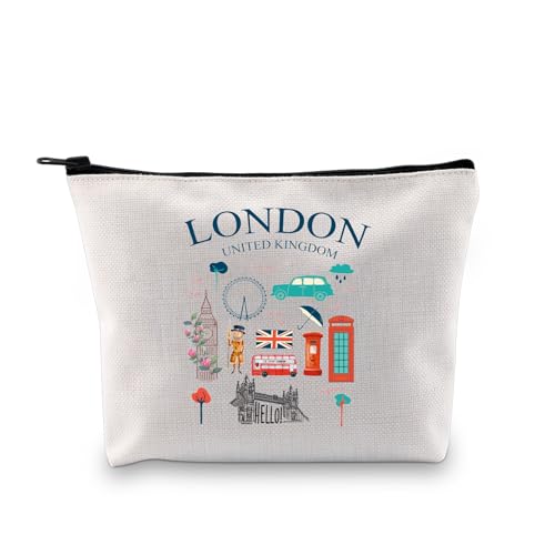 G2TUP London Dreams Kosmetiktasche London Girl Trips Make-up-Tasche Britisches Thema Rot Telefonzelle Reißverschlusstasche, London Make-up-Tasche, Wasserdicht von G2TUP