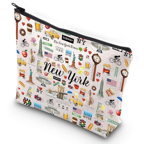 G2TUP NYC Mädchen Reise Make-up Tasche New York Wahrzeichen Souvenir New York City Reisetasche Geschenk für beste Freundin, New York Make-up-Tasche, 无 von G2TUP