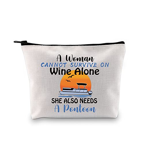 G2TUP Party Life Lover Owner Gift A Woman Cannot Survive On Wine Alone Kosmetiktasche Pontoon Queen Make-up Tasche Ponton Bootfahren Geschenk, Survive On Wine Alone MB von G2TUP