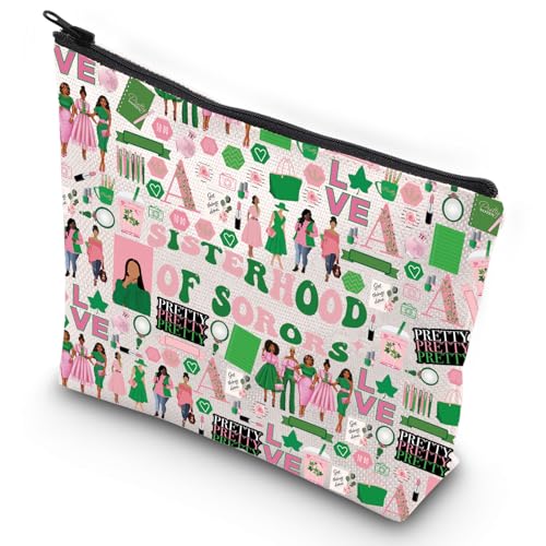 G2TUP Sorority Kosmetiktasche Sorority Schwester Geschenke für Frauen I Love All Things Pink und Grün Make-up-Tasche Sisterhood Merch, Sisterhood Love MG, 无 von G2TUP