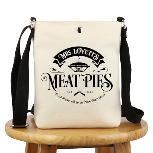 G2TUP Stephen Sweeney Todd inspiriertes Geschenk Mrs. Lovett's Meat Pies Crossbody Bag Sweeney Todd Fanreisetasche Johnny Fan Geschenk, Meat Pies Crb, Small, Umhängetasche von G2TUP