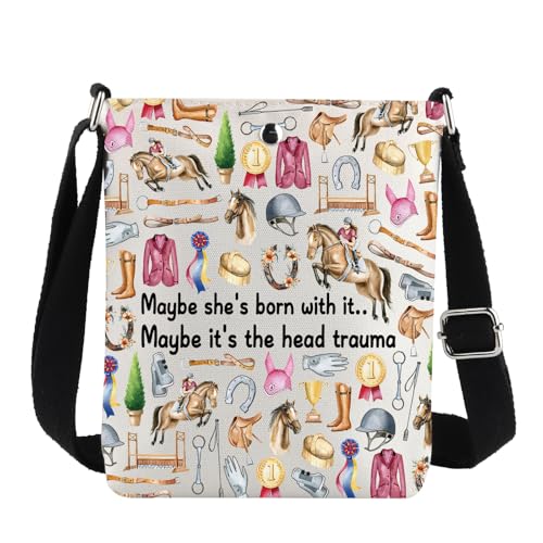 G2TUP Umhängetasche zum Reiten, Geschenk für Pferdetrainer, Geschenk für Pferdeliebhaber, Maybe She's Born, Western G2TUP Umhängetasche zum Reiten, Geschenk für Pferdetrainer, Geschenk für Pferdeliebhaber, Maybe She's Born, Western von G2TUP