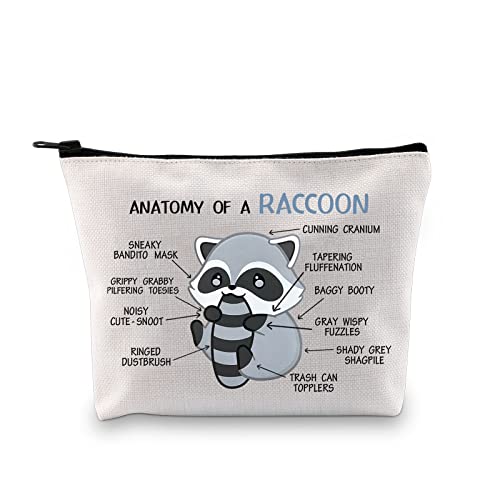 G2TUP Waschbär-Liebhaber, Geschenk Anatomie eines Waschbärs, Make-up-Tasche, Waschbär-Thema, Kosmetiktasche, verrückter Waschbär, Damen-Geschenk, Reisetasche, Anatomy Of A Raccoon Tasche Weiß von G2TUP