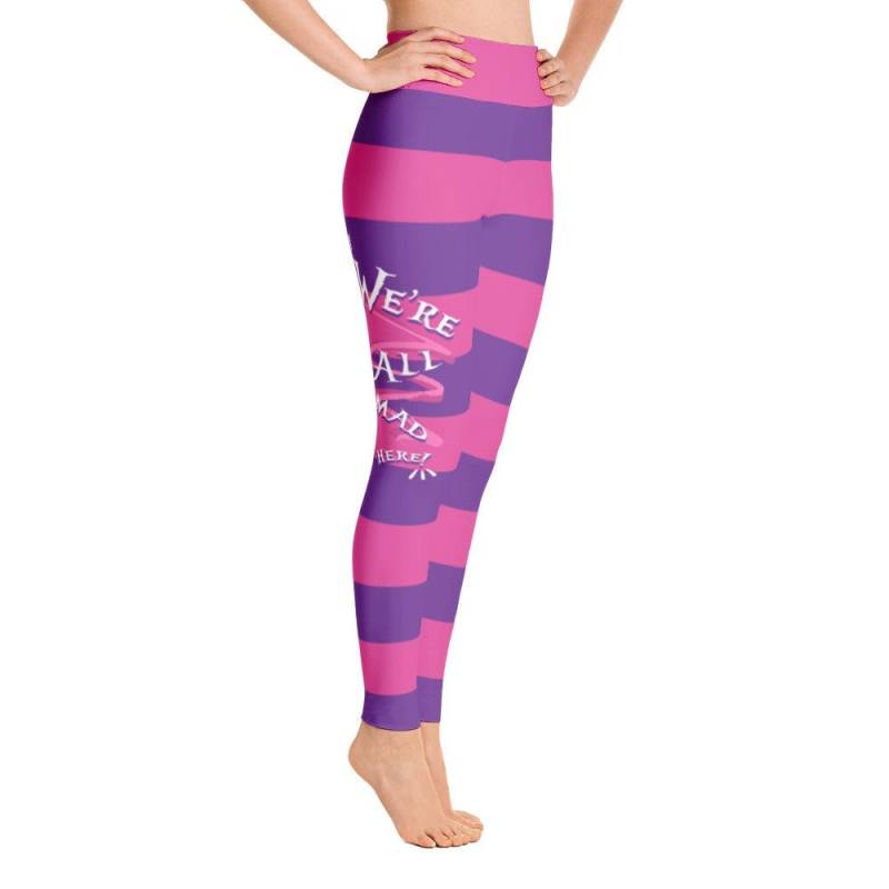 Cheshire Cat Leggings "We're All Mad Here" Alice Im Wunderland - Pink Lila Gestreift von G33kChicMerchStore