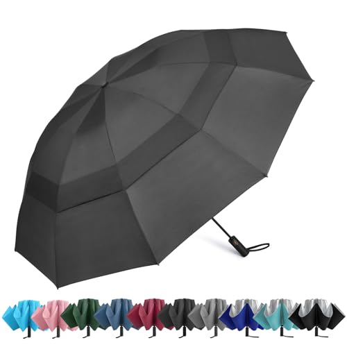 G4Free 42 Inch Regenschirm Sturmfest Taschenregenschirm Großer Taschenschirm Klappschirm Doppelt Belüfteter Baldachin Automatisches Öffnen Starker Winddichter Wasserdichter von G4Free