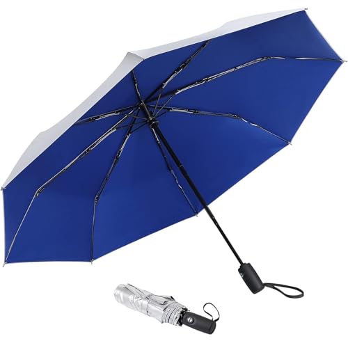 G4Free 42 Inch UPF 50+ UV-Schutz Reiseschirm Sonnenschutzschirm Winddicht Silberbeschichtung Sonnenblockierender Regenschirm von G4Free