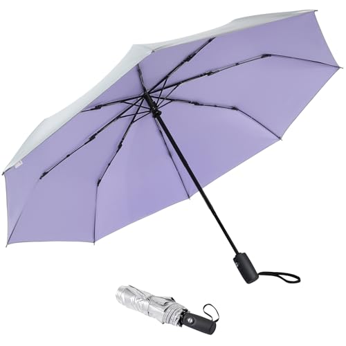 G4Free 42 Inch UPF 50+ UV-Schutz Reiseschirm Sonnenschutzschirm Winddicht Silberbeschichtung Sonnenblockierender Regenschirm von G4Free