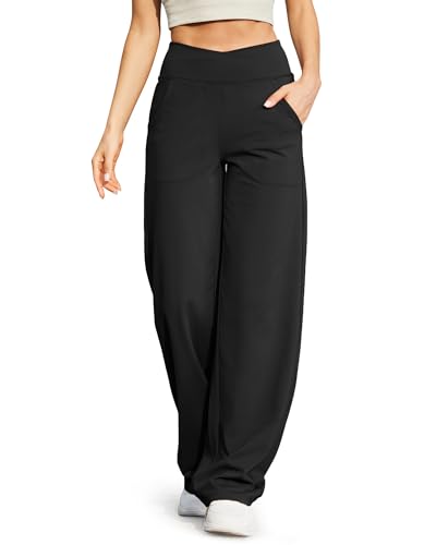 G4Free Damen Weite Hose Yogahose Hohe Taille Jogginghose mit Taschen Crossover Elegant Straighthose Bauchkontrolle Schlaghose Sporthose Petite/Regulär/Lang G4Free Damen Weite Hose Yogahose Hohe Taille Jogginghose mit Taschen Crossover Elegant Straighthose Bauchkontrolle Schlaghose Sporthose Petite/Regulär/Lang von G4Free