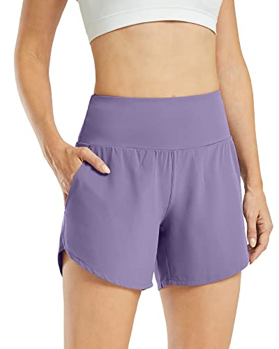 G4Free Activewear-Shorts für Damen Hohe Taille Yoga Kurz Hose mit Taschen Laufhose Sportshorts für Fitnessstudio Ausbildung von G4Free