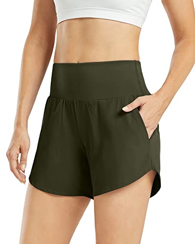 G4Free Activewear-Shorts für Damen Hohe Taille Yoga Kurz Hose mit Taschen Laufhose Sportshorts für Fitnessstudio Ausbildung von G4Free