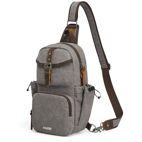 G4Free Canvas Brusttasche Herren, Unisex Stylische Retro-Schultertasche für Reise Arbeit und Pendelverkehr von G4Free