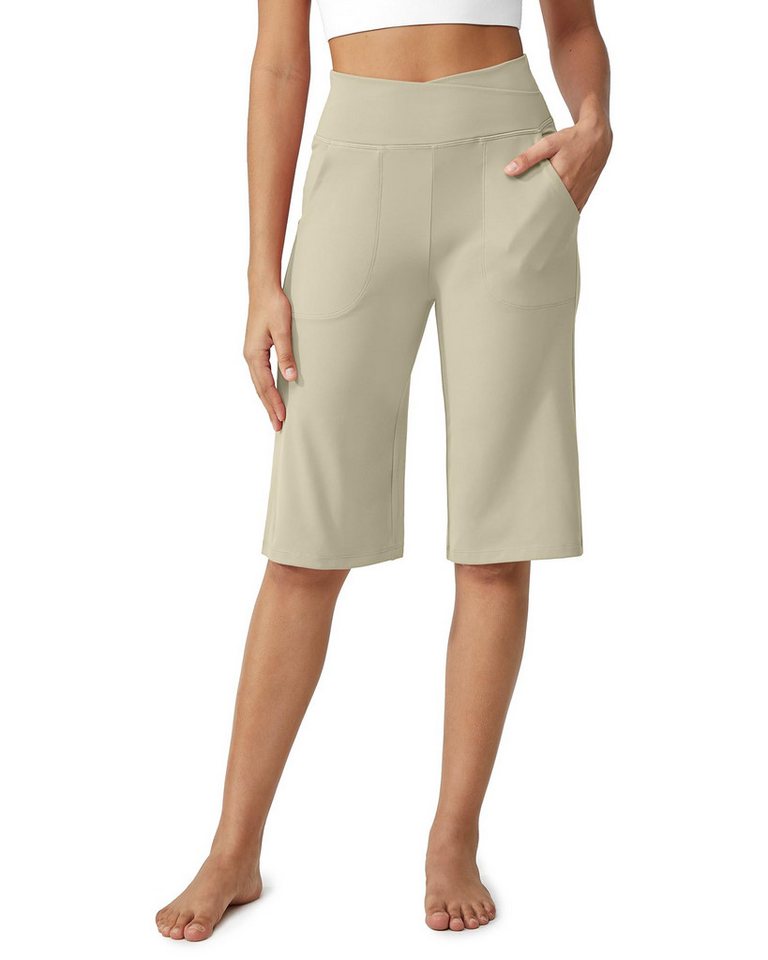 G4Free Caprihose G4Free Damen Sommer Jogginghose 3/4 Knielange High Waist Shorts Weites Bein Yoga Fitness Activewear mit Tasche von G4Free
