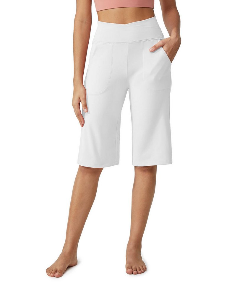 G4Free Caprihose G4Free Damen Sommer Jogginghose 3/4 Knielange High Waist Shorts Weites Bein Yoga Fitness Activewear mit Tasche von G4Free