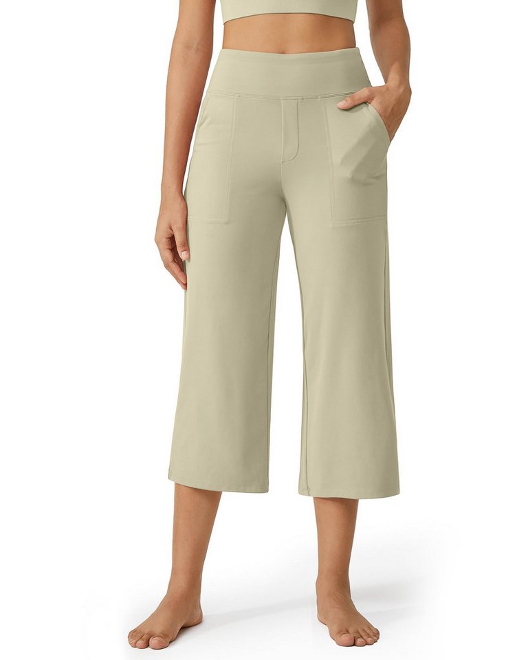 G4Free Caprihose G4Free Damen hohe Taille Wide Leg Sommerhose kurze Hose, Capri-Leggings mit Taschen von G4Free