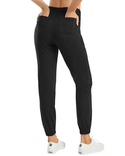 G4Free Damen Jogginghose Hohe Taille Sporthose Kordelzug Laufhose mit Taschen Elastische Weiche Slim Fit Trainingshose für Fitness Yoga Freizeit Golf Freizeithose von G4Free