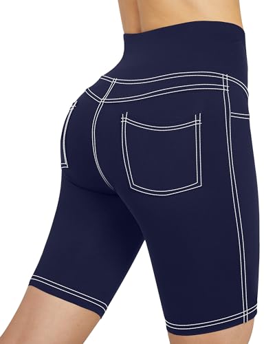 G4Free Damen Kurze Hose Sport Fitness Shorts Hohe Taille Radlerhose Yoga Kurze Sporthose Läuft Trainieren Strumpfhosen mit Taschen von G4Free