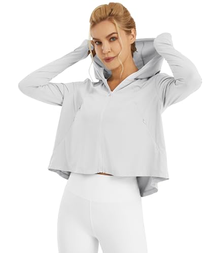 G4Free Damen Langarmshirt Sonnenschutz UV Kapuzen Jacke Leichte UPF Laufen Kühlung Feuchtigkeitsableitendes SPF Shirt Wandern Golf Angeln Radfahren Draussen von G4Free