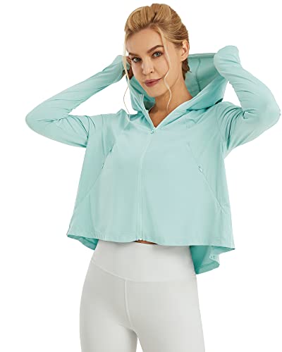 G4Free Damen Langarmshirt Sonnenschutz UV Kapuzen Jacke Leichte UPF Laufen Kühlung Feuchtigkeitsableitendes SPF Shirt Wandern Golf Angeln Radfahren Draussen von G4Free