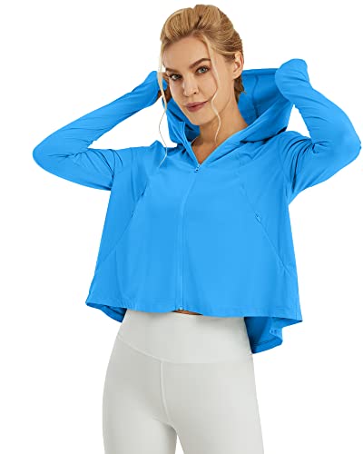 G4Free Damen Langarmshirt Sonnenschutz UV Kapuzen Jacke Leichte UPF Laufen Kühlung Feuchtigkeitsableitendes SPF Shirt Wandern Golf Angeln Radfahren Draussen von G4Free