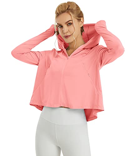 G4Free Damen Langarmshirt Sonnenschutz UV Kapuzen Jacke Leichte UPF Laufen Kühlung Feuchtigkeitsableitendes SPF Shirt Wandern Golf Angeln Radfahren Draussen von G4Free