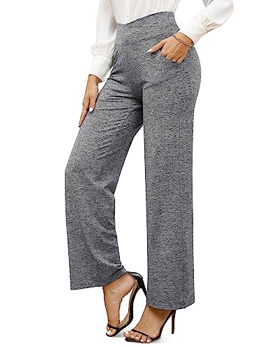 G4Free Damen Weite Hose Yogahose Hohe Taille Jogginghose mit Taschen Crossover Elegant Straighthose Bauchkontrolle Schlaghose Sporthose Petite/Regulär/Lang von G4Free