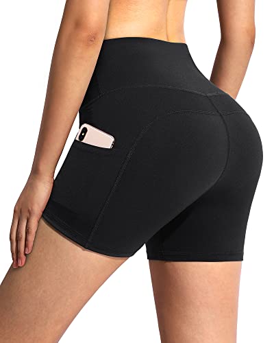 G4Free Damen kurz Hose Fitness Shorts Sport Leggings Radlerhose Kurze Hohe Taille Sporthose Yogahose Workout Tights mit Taschen von G4Free