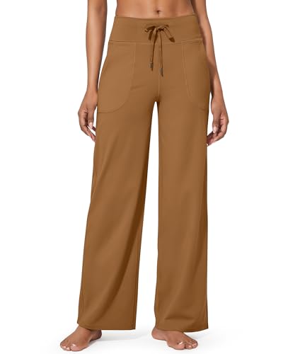 G4Free Hohe Taille Yogahose Sporthose für Damen mit Taschen Weites Bein Jogginghose mit Drawstring Weich Bequeme Anzughose Fitness für Arbeiten Trainieren von G4Free