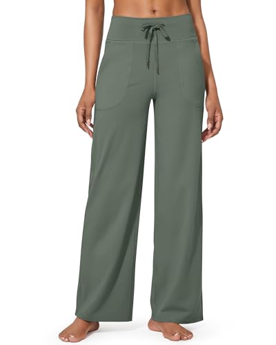 G4Free Hohe Taille Yogahose Sporthose für Damen mit Taschen Weites Bein Jogginghose mit Drawstring Weich Bequeme Anzughose Fitness für Arbeiten Trainieren von G4Free