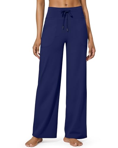 G4Free Hohe Taille Yogahose Sporthose für Damen mit Taschen Weites Bein Jogginghose mit Drawstring Weich Bequeme Anzughose Fitness für Arbeiten Trainieren von G4Free