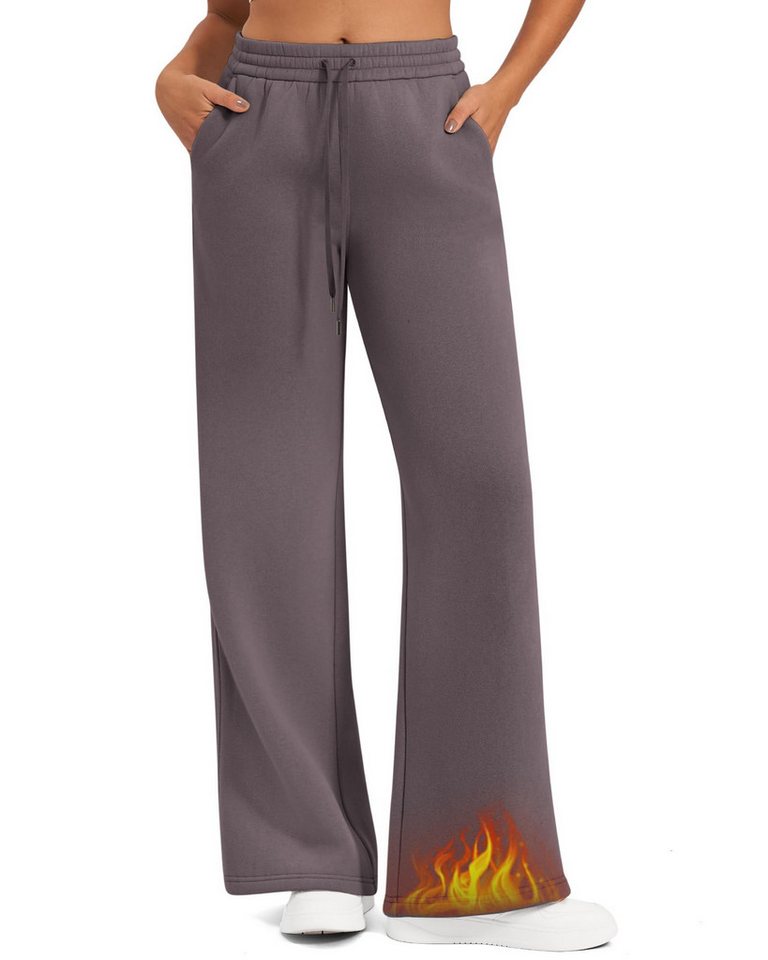 G4Free Jogginghose Damen Sporthose Winter Thermo Fleece Gefüttert Freizeithose Trainingshose Sweatpants mit 2 Taschen, Kordelzug von G4Free