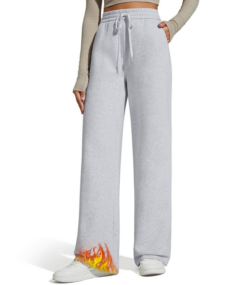 G4Free Jogginghose Damen Sporthose Winter Thermo Fleece Gefüttert Freizeithose Trainingshose Sweatpants mit 2 Taschen, Kordelzug von G4Free