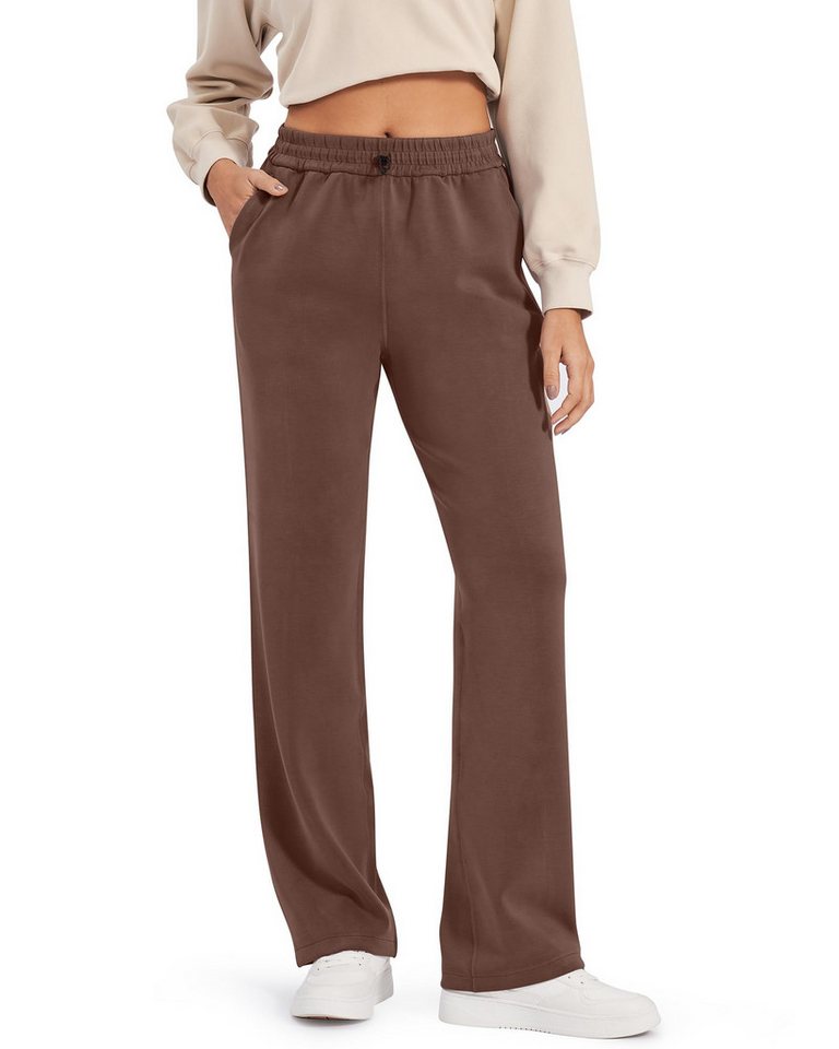 G4Free Jogginghose G4Free Damen Jogginghose Sweatpants weitem Bein Yogahose Loungehose Smoofit Modal Hose mit Kordelzug und elastischer Taille und Taschen von G4Free