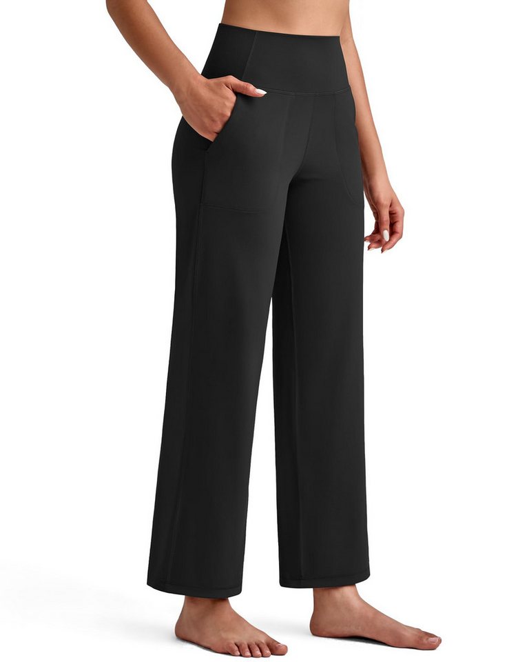 G4Free Jogginghose G4Free Damen Yogahose Freizeithose Damenhose hohe Taille Weites Bein Capri-Leggings mit Taschen von G4Free