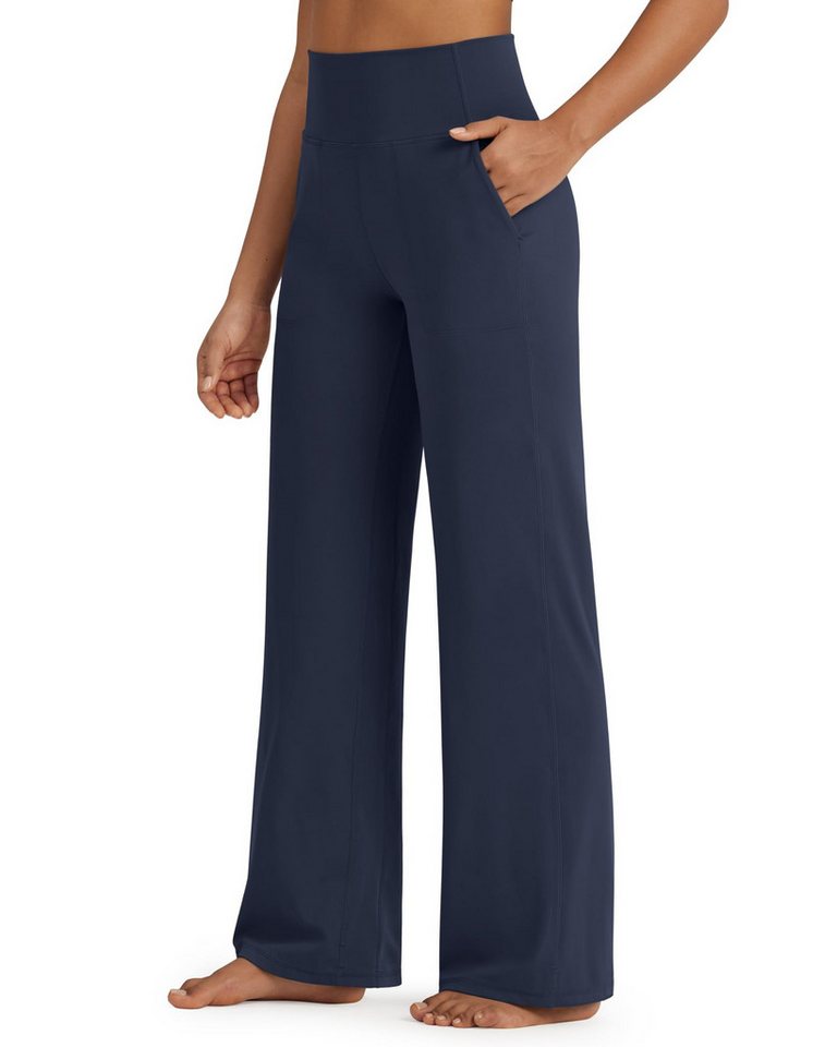 G4Free Jogginghose G4Free Damen Yogahose High Waist Sporthose Mit Taschen weites Bein Freizeithose für Fitness Freizeit Trainieren von G4Free