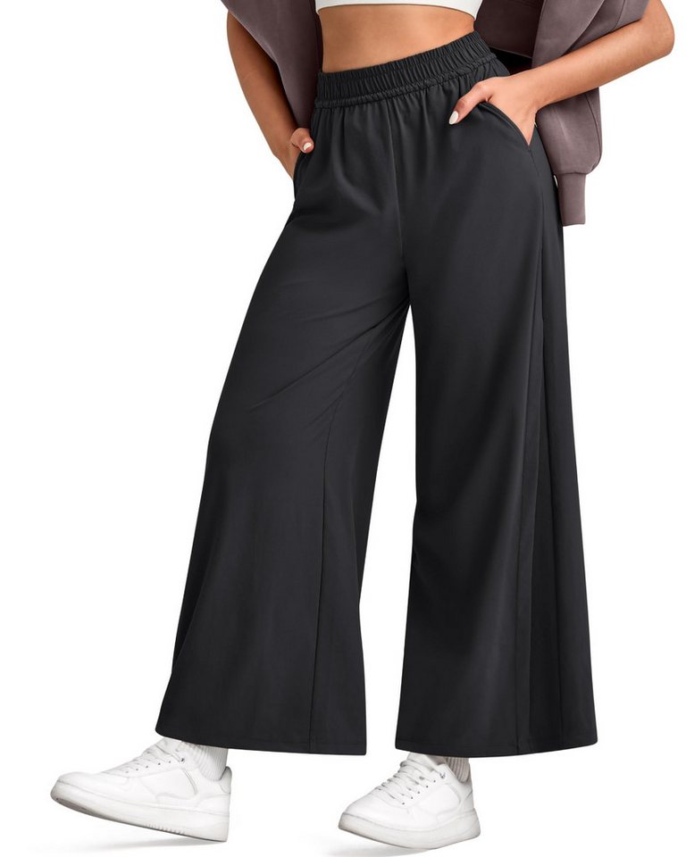 G4Free Jogginghose G4Free Damen Yogahose Leichte Knöchelhose mit weitem Bein Hoch taillierte Hose mit Taschen von G4Free