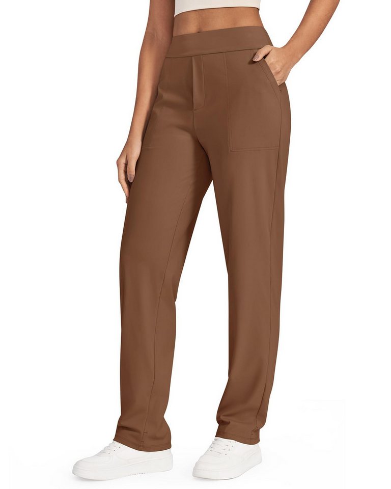 G4Free Jogginghose G4Free Damen Yogahose gerades Bein Stoffhosen hohe Taille Jogginghosen ShiftReady Business Freizeithose Arbeitshose mit Taschen Drei Größen von G4Free