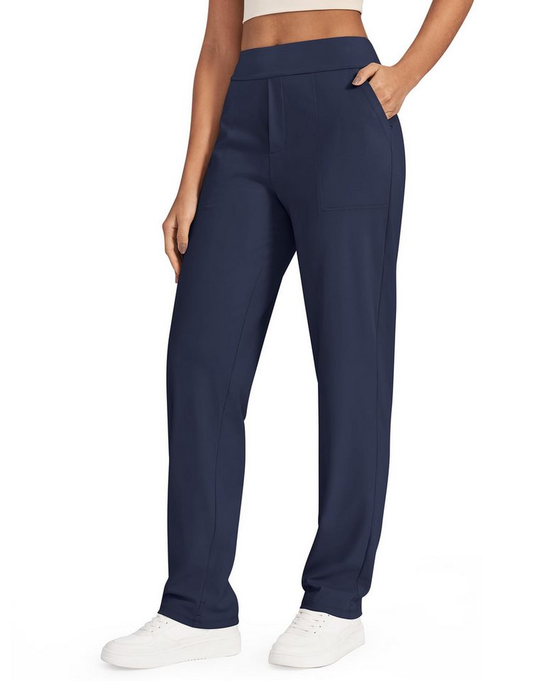 G4Free Jogginghose G4Free Damen Yogahose gerades Bein Stoffhosen hohe Taille Jogginghosen ShiftReady Business Freizeithose Arbeitshose mit Taschen Drei Größen von G4Free