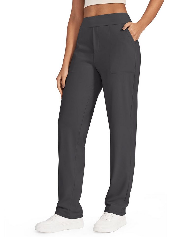G4Free Jogginghose G4Free Damen Yogahose gerades Bein Stoffhosen hohe Taille Jogginghosen ShiftReady Business Freizeithose Arbeitshose mit Taschen Drei Größen von G4Free