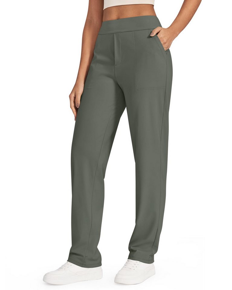 G4Free Jogginghose G4Free Damen Yogahose gerades Bein Stoffhosen hohe Taille Jogginghosen ShiftReady Business Freizeithose Arbeitshose mit Taschen Drei Größen von G4Free