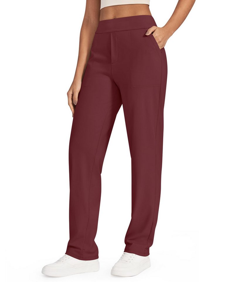 G4Free Jogginghose G4Free Damen Yogahose gerades Bein Stoffhosen hohe Taille Jogginghosen ShiftReady Business Freizeithose Arbeitshose mit Taschen Drei Größen von G4Free