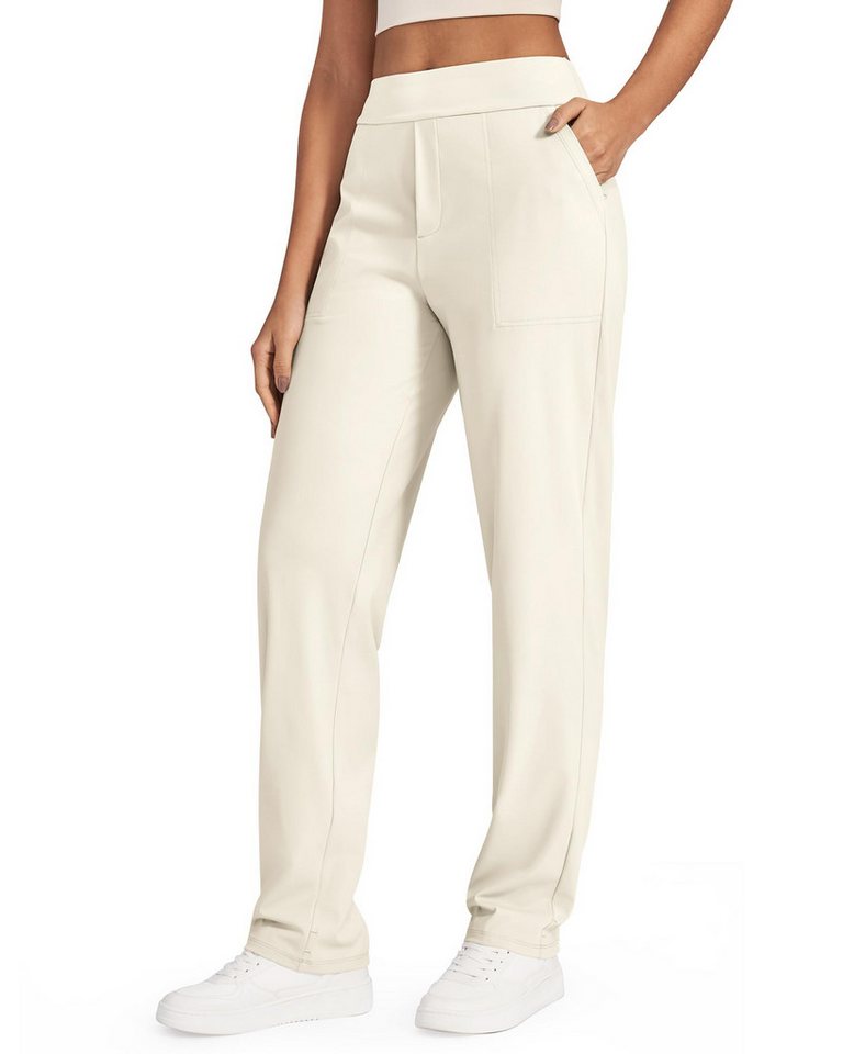 G4Free Jogginghose G4Free Damen Yogahose gerades Bein Stoffhosen hohe Taille Jogginghosen ShiftReady Business Freizeithose Arbeitshose mit Taschen Drei Größen von G4Free