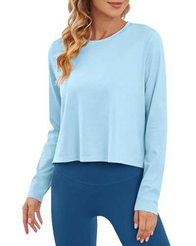 G4Free Langarmshirts für Damen Sport Sonnenschutz Shirt UPF 50+ Sport Blusen UV Schutz Leichte Schnell Trocknende Läuft Rashguards Trainieren Draussen Sportshirt von G4Free