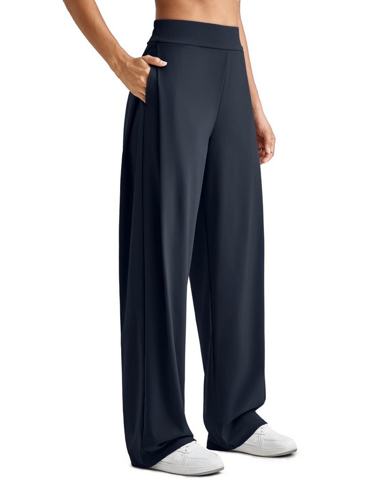 G4Free Palazzohose Damen Weite Business-Freizeithose, lockere Lounge-Hose im Business-Look, elegante Anzughose mit Taschen von G4Free