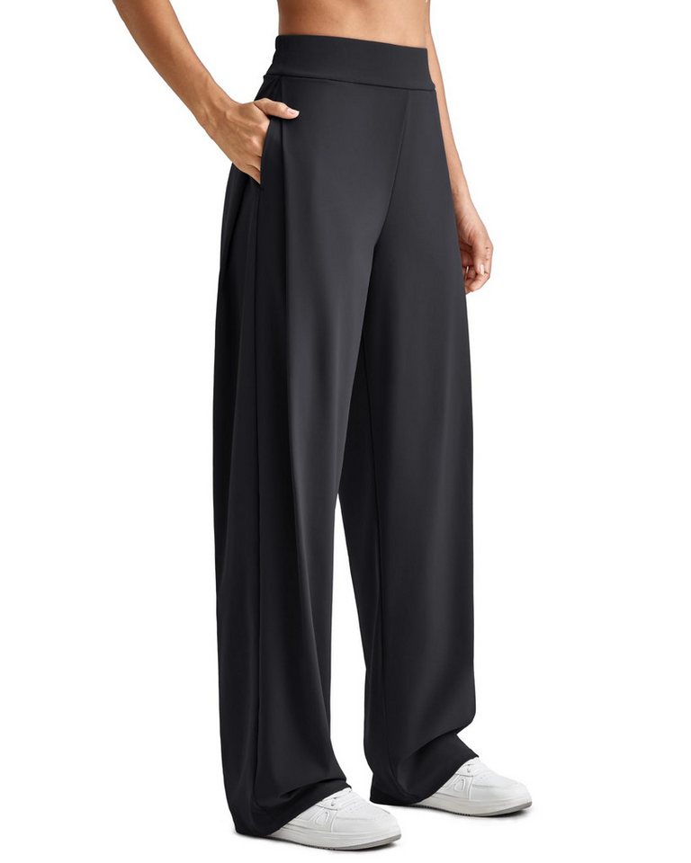 G4Free Palazzohose Damen Weite Business-Freizeithose, lockere Lounge-Hose im Business-Look, elegante Anzughose mit Taschen von G4Free