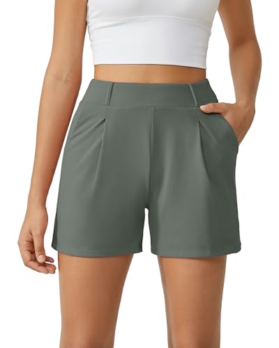 G4Free Shorts Damen mit Taschen Sommer Sporthose Hohe Taille Kurze Hose Weite Bein Gym Shorts Elegantes Laufen Kurzhose von G4Free