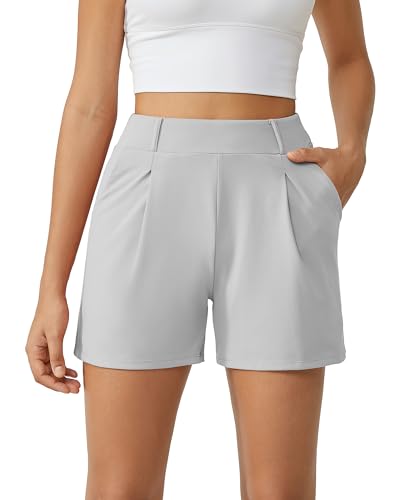G4Free Shorts Damen mit Taschen Sommer Sporthose Hohe Taille Kurze Hose Weite Bein Gym Shorts Elegantes Laufen Kurzhose von G4Free